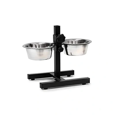Afbeelding van relaxdays 2 voederbakken met standaard, voederstandaard, pet feeder voederbak x 0,75 Liter