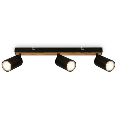 Afbeelding van Briloner Tib Plafond projector 2172034 Zwenkbaar Aan/Uit via wandschakelaar 15,5 x 5,5 44 cm Zwart hout
