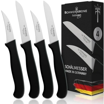 Afbeelding van Schwertkrone Zwaardkroon messenset recht gebogen/groentemessen scherp keukenmes schilmes universeel mes roestvrij 3 handaftrek dungeslepen superscherp vaatwasmachinebestendig