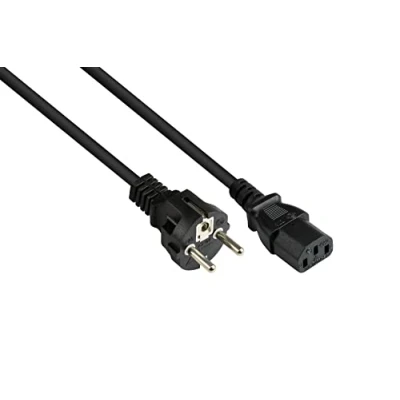 Afbeelding van C13 (recht) CEE 7/7 stroomkabel 3x 0,75mm / zwart 1 meter