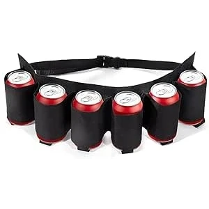 Afbeelding van sylbx 1 stuk verstelbare bierriem, drankhouder, nuttige met 6 bekerhouders voor feestjes, kamperen, reizen, klimmen, wandelen in de open lucht (zwart), Zwart