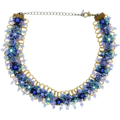 Afbeelding van Behave Blauwe bloemetjes choker