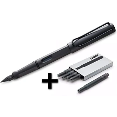 Afbeelding van Lamy Safari Vulpen (17F) Mat Zwart 5 x T10 Zwarte Inktpatronen
