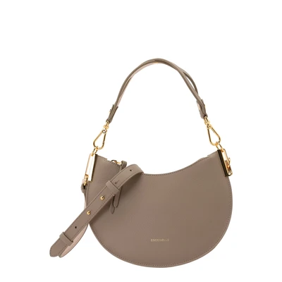 Afbeelding van COCCINELLE Leren schoudertas Sunup Shoulder Bag Warm Taupe / Rosette