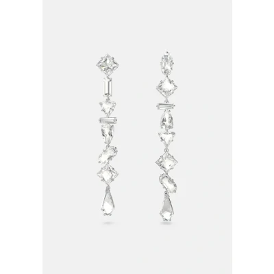 Afbeelding van Swarovski 5661687 Oorhangers Mesmera zilverkleurig wit 0,7 x 6,5 cm