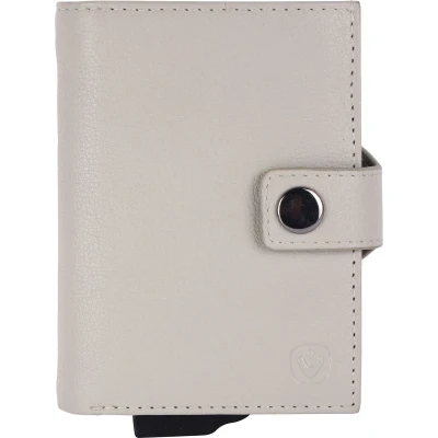 Afbeelding van Valenta Luxe Pasjeshouder Portemonnee Uitschuifbaar Off White Crème 6 tot 12 pasjes, briefgeld en muntgeld Echt leer RFID NFC incl. Cadeaubox