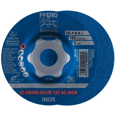Afbeelding van PFERD 64186125 Cc Grind Solid Sg Inox Afbraamschijf gebogen Diameter 125 mm Boordiameter 22.23 10 stuk(s)