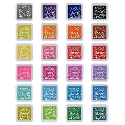 Afbeelding van Pretop Set [24 kleuren] stempelkussens voor papierwerk, doe het zelf, handwerk, vingerafdrukken, scrapbook