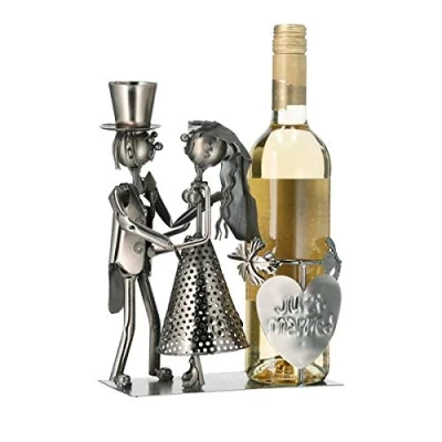 Afbeelding van CE Flessenhouder, flessenmand, wijnfleshouder bruidspaar, 28 cm, just Married