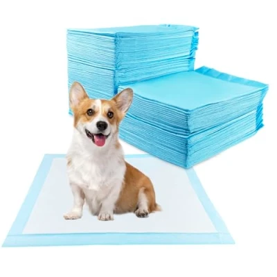 Afbeelding van Baxcdyswe 100 stuks incontinentie onderleggers, wegwerp, 60 x cm, puppyonderleggers, bedonderlegger, pillenmat, training, lekvrij, 5 laags design met sneldrogend oppervlak