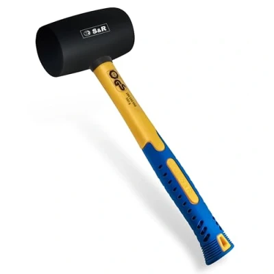 Afbeelding van S&amp;R Rubberen hamer/Rubberhamer zwart 60 mm, 560 Gr, glasvezel handvat
