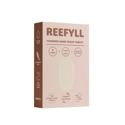 Afbeelding van Reefyll Foaming Hand Soap Refill Tablets Dissolvable Plastic Free Wash Pods Just Add Water Tropical Coconut Scent 3