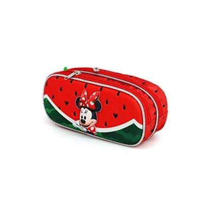 Afbeelding van Minnie Mouse watermeloen etui, 3D, dubbel, Rood, 22 x 9,5 cm, Eén maat, Pennenetui, dubbele,