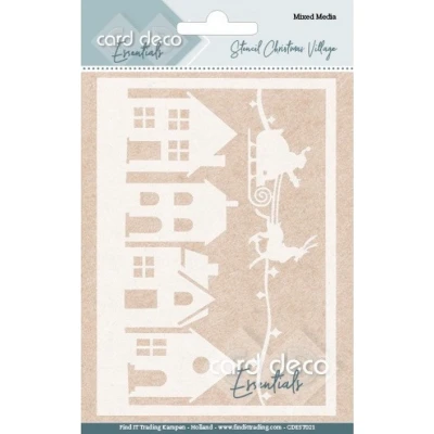 Afbeelding van Card Deco Essentials Mixed Media Stencil Christmas Village