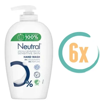 Afbeelding van 6x Neutral Hypoallergene Pomp Handzeep/Handwas Sensitive Skin 250ml