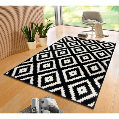 Afbeelding van Modern Vloerkleed Ruiten Diamond Zwart/crème 160x230 Cm