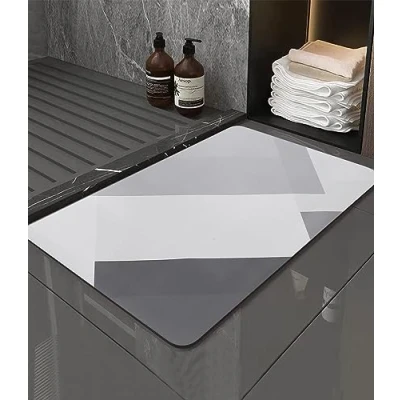 Afbeelding van Jissta 40 x 60 cm, antislip, badmat, wasbaar, absorberend, zachte mat, microvezel, grijs