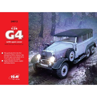 Afbeelding van 1:24 ICM 24012 Typ G4 with open cover, WWII German Personnel Car Plastic Modelbouwpakket