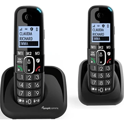Afbeelding van Amplicomms BigTel1502 Senioren draadloze duo huistelefoon voor de vaste lijn Extra handset Luide oproeptonen Ongew