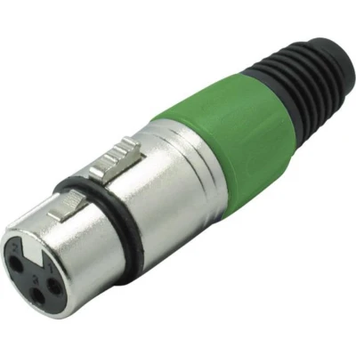 Afbeelding van XLR 3 pins (v) connector met plastic trekontlasting grijs/groen