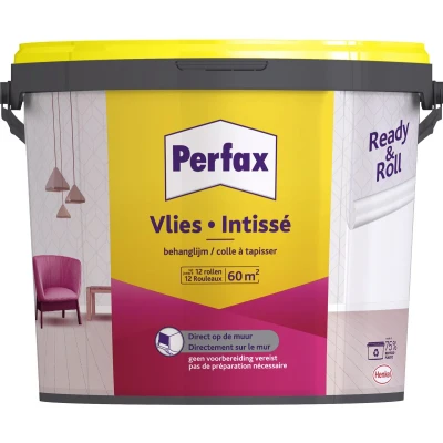 Afbeelding van Perfax Ready&amp;Roll Behanglijm Vlies 9 kg Vliesbehang Behangplaksel Transparant Alle ondergronden