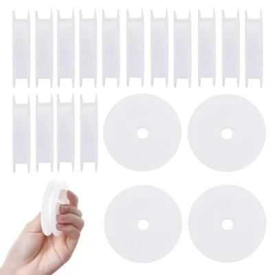 Afbeelding van 20 stuks lege plastic draadspoelen, 66 x 12 mm wit lint spoel weven klossen ambachtelijke spoelen voor borduurgaren, kettingen, elektrische draad en naaien