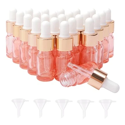 Afbeelding van Rowiz 25Pcs 5 Ml Glazen Druppelaar Flessen Rose Goud Parfum Aromatherapie Cosmetische Container Essentiële Oliën Sample Mini Lege met Metalen Cap