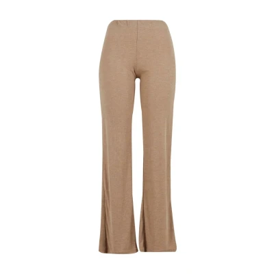 Afbeelding van Urban Classics Damesbroek, ribbroek, geribbelde broek met elastische tailleband, brede pijpen, relaxed fit, beige gemêleerd, L