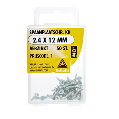 Afbeelding van Deltafix spaanplaatschroef platkop / kruiskop verzinkt 4.0 x 70 mm 10 st.