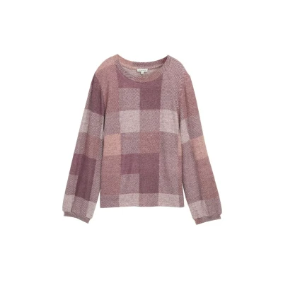 Afbeelding van TOM Tailor Gemustertes Longsleeve, Dames, Maat: Medium, Berry cosy check