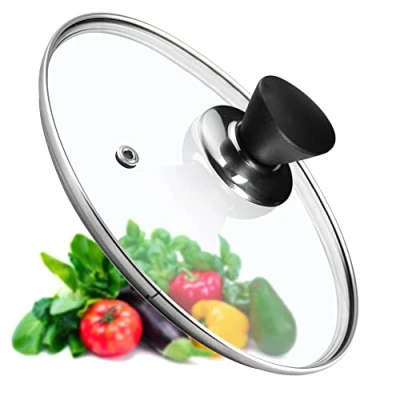 Afbeelding van KADAX Pandeksel, universeel deksel van glas met mat zwarte handgreep, hittebestendig in verschillende maten, pannendeksel, glazen voor pot, pan (26 cm)