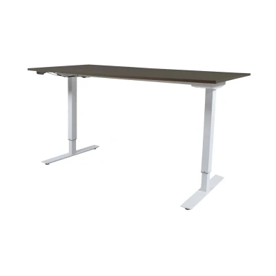 Afbeelding van Lectro Basic bureau, zit sta (69 116cm) hoogte verstelbaar dmv elektromotor met 160x80cm robson eiken 25mm blad en aluminium (RAL9006) frame