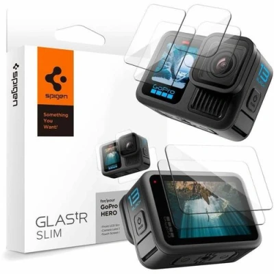 Afbeelding van Spigen, Screenprotector compatibel met GoPro Hero13 Black, Totaal 6 Stuks (2 voor de Cameralens + 2 voorkant scherm achterkant scherm), Anti Scratch, Case friendly
