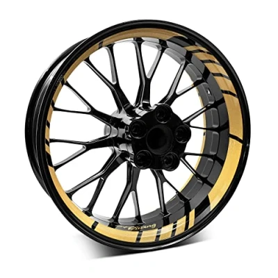 Afbeelding van set van 18 velgenstickers, voor motorfiets, auto, complete 15, 16, 17, 18, 19 inch MR020 (08 goud metallic)