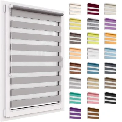 Afbeelding van Dubbel Rolgordijn Zonder Boren,150x150 cm Stofgrootte, Duo Rollo Klemmfix, Easyfix, Lichtdoorlatend En Verduisterend, Day&amp;Night, Rolgordijn, Zonwerend Raamrolgordijn Voor Ramen &amp; Deuren
