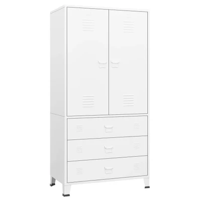 Afbeelding van Kledingkast Industrieel 90X50X180 Cm Metaal Antracietkleurig 1 / Wit