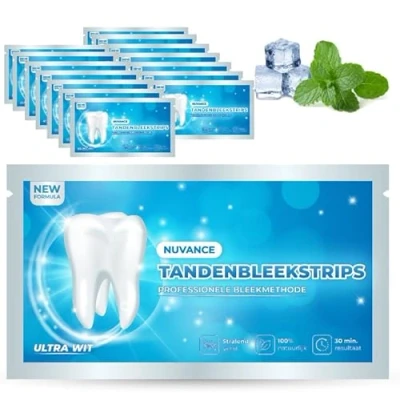 Afbeelding van Nuvance Teeth Whitening Strips Tanden Bleekstrips Tandenbleekset Bleken met 0% Peroxide Witte 14