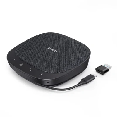 Afbeelding van Anker PowerConf S330 USB luidspreker, conferentieluidspreker voor thuiskantoor, slim stemfilter, plug &amp; play, 4 microfoons 360 ruimteafdekking, helder geluidsprofiel
