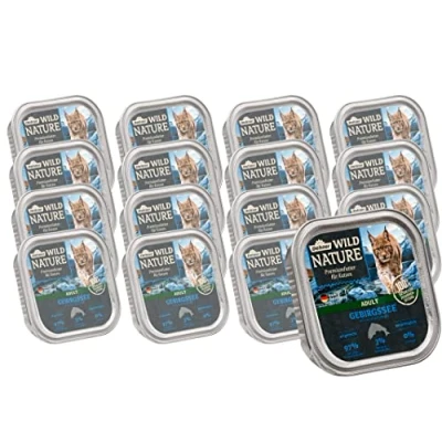 Afbeelding van Dehner Wild Nature Kattenvoer voor volwassenen, bergmeer, zalm/forel, 16 x 100 g (1,6 kg)