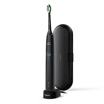 Afbeelding van Philips Sonicare Protectiveclean 4300 Sonische elektrische tandenborstel met W2 Optimal witte tandenborstelkop, reisetui en oplader, zwart (nieuw model) (model HX6800/87)