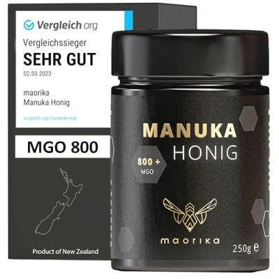 Afbeelding van maorika Manuka honing 800 MGO + 250 g in glas (ondoorzichtig, geen plastic), laboratorium getest, gecertificeerd uit Nieuw Zeeland