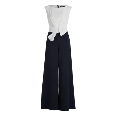 Afbeelding van Vera Mont jumpsuit met knoopdetail donkerblauw/wit