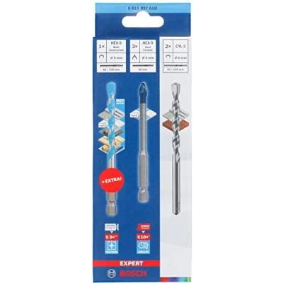 Afbeelding van Bosch Professionele 5 delige boorset Expert HEX 9 HardCeramic &amp; 1x MultiConstruction (voor keramiek, multiconstructie, Ø 6 mm, accessoires voor boor/schroevendraaier)