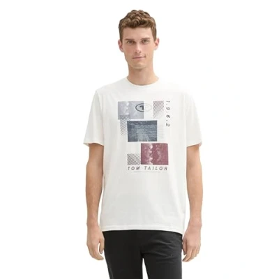 Afbeelding van TOM Tailor Tshirt print, Heren, Maat: Small, Off white