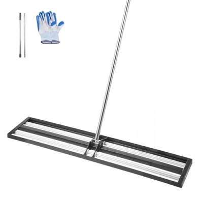 Afbeelding van VEVOR Gazonhark met verstelbare handgreep, lengte 2130 mm, bodemplaat 254 x 1219 bodemniveau van roestvrij metaal, hark voor golfbaan, tuin