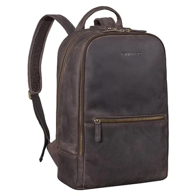 Afbeelding van STILORD &#039;Kellis&#039; Vintage Leather Rugzak Groot voor Business School Uni Modern Laptop 15 inch Messenger DIN A4 Echt Leder, Kleur:donker bruin