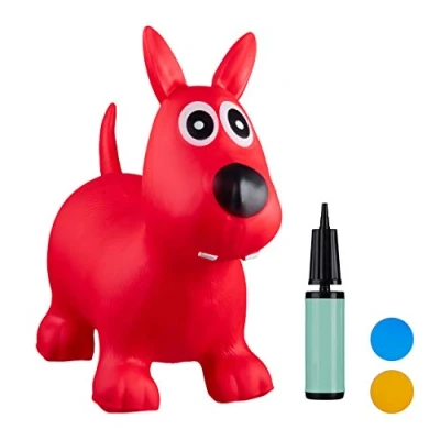 Afbeelding van Relaxdays Skippy dier hond skippybal kinderen tot 50 kg springdier versch. kleuren rood