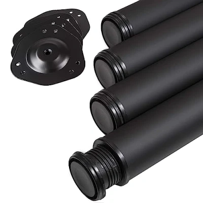 Afbeelding van SOTECH 4 stuks Tafelpoten Hoogte 710 mm Ø 80 staal met zwart oppervlak belastbaar tot 300 kg (75 per stuk) Bureaupoten 32 hoogteverstelling