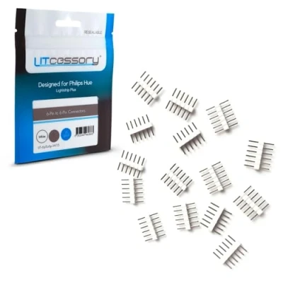 Afbeelding van Litcessory 6 SPELD naar Connector voor Philips Hue Lightstrip Plus (15 Stuk, Wit STANDARD V3)