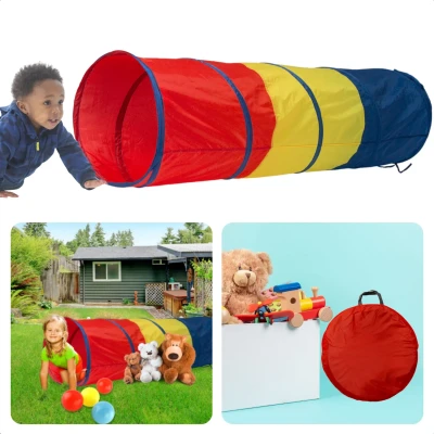 Afbeelding van Cheqo Speeltunnel Kinderen Kruiptunnel Kruiprol Pop up Tunnel 180x45 cm Opvouwbaar Speelplezier Duurzaam Materiaal